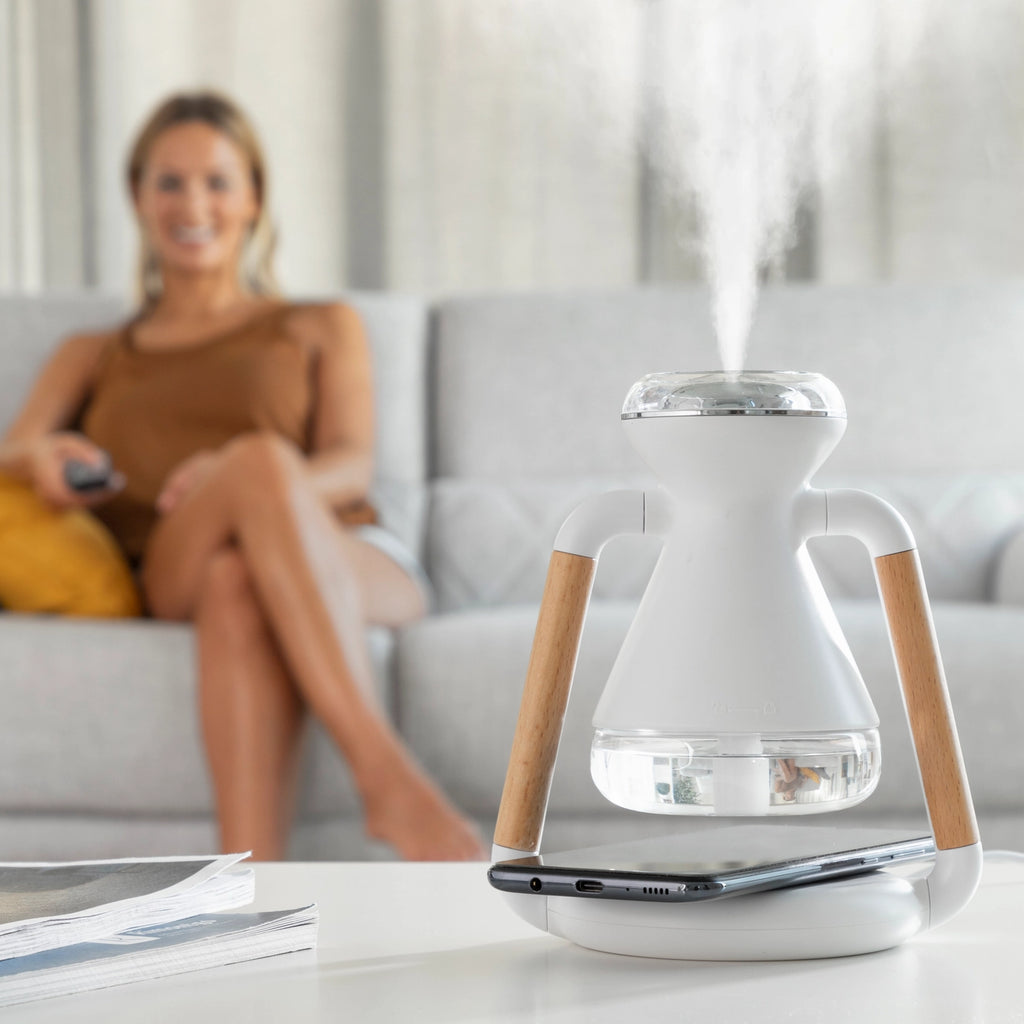 Humidificador, Difusor de Aromas y Cargador Inalámbrico
