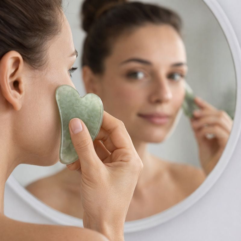 Piedra Gua Sha de Jade Verde Natural