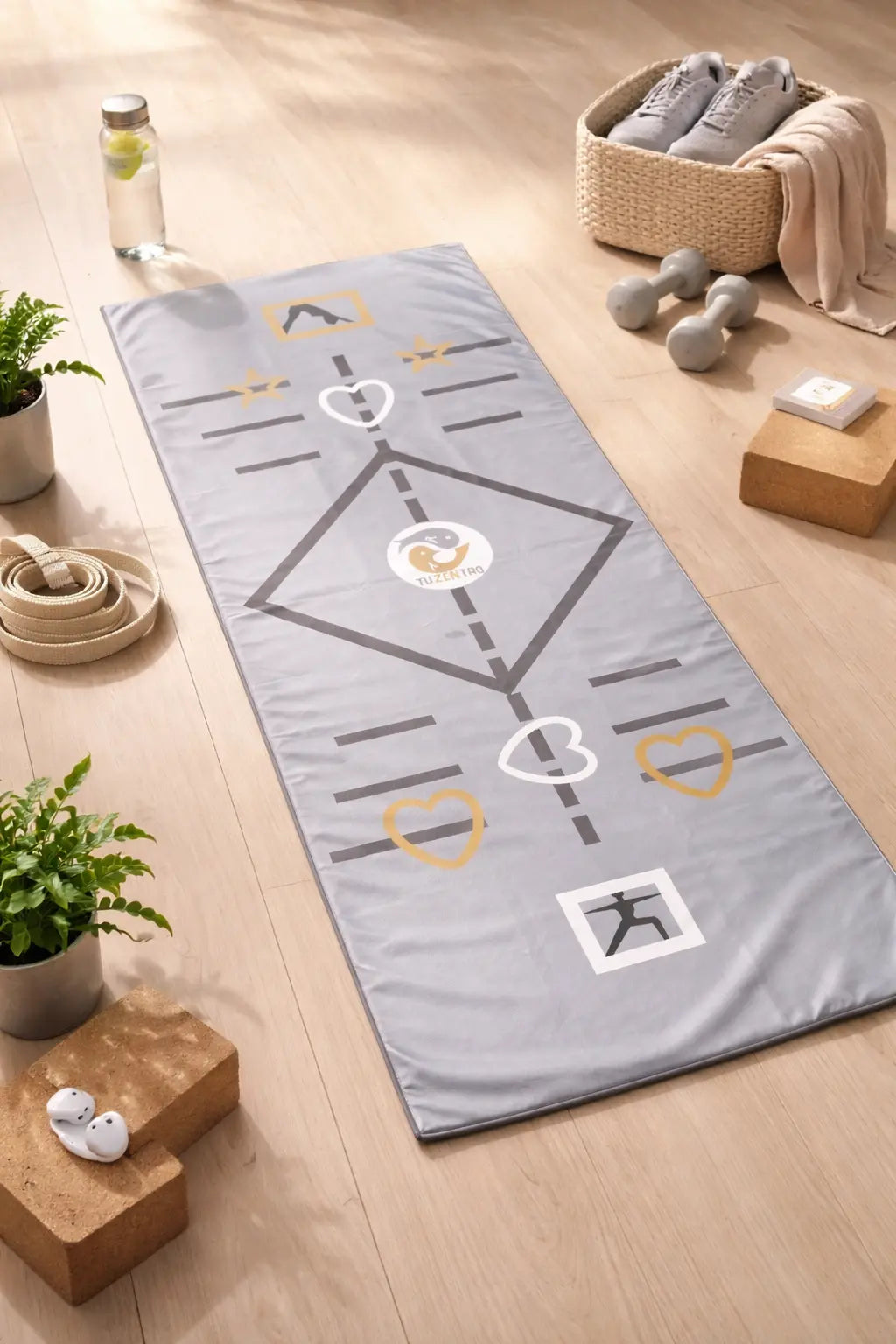 Toalla de yoga con guías