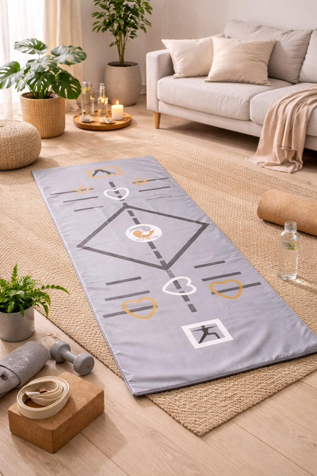 Toalla de yoga con guías
