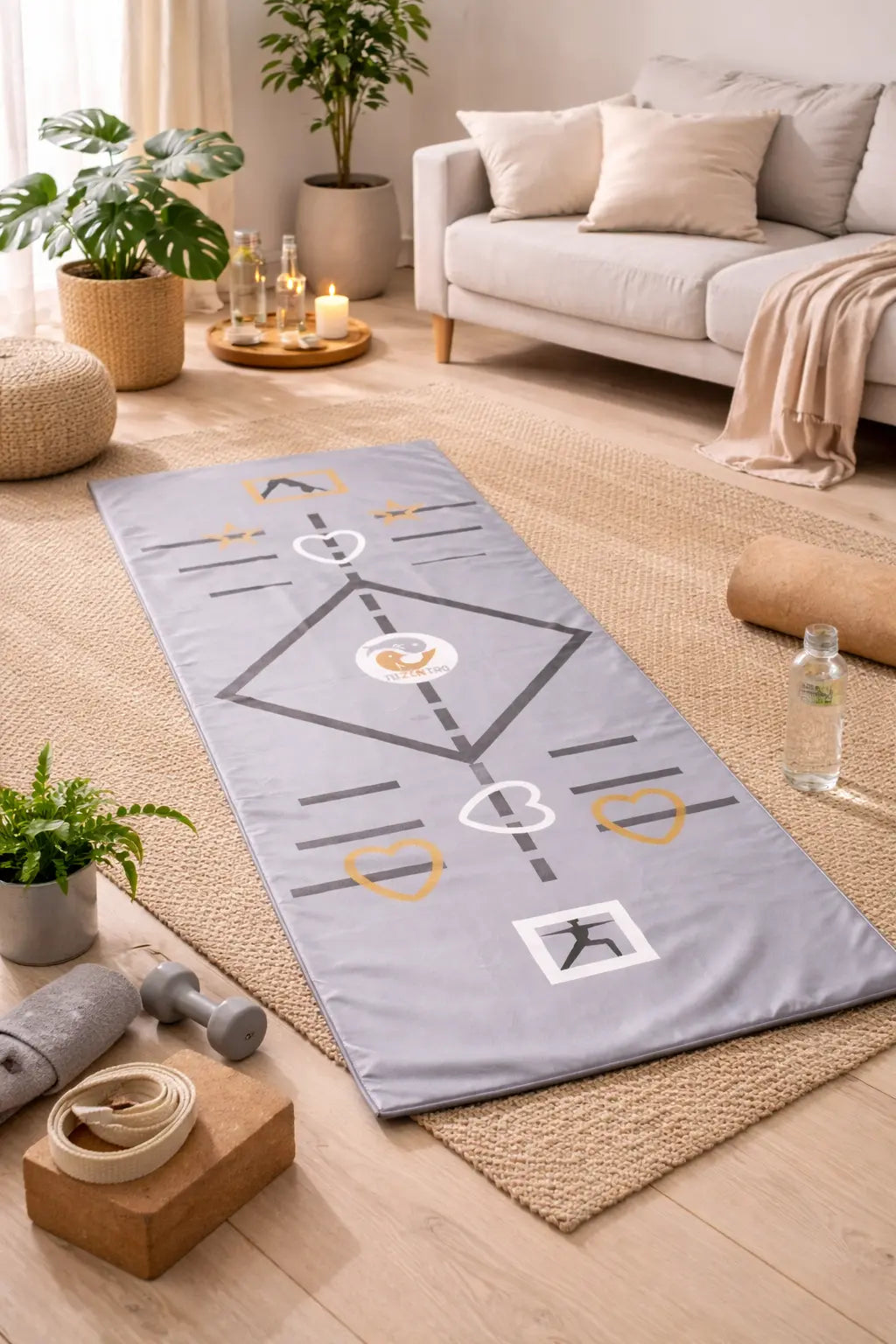 Toalla de yoga con guías